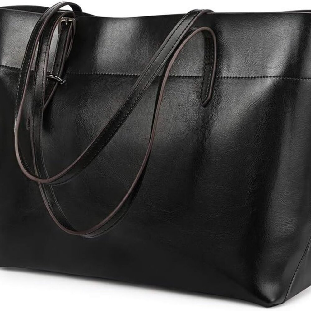 Vintage Genuine Leather Tote Shoulder Bag for Women Satchel Handbag with Top Han